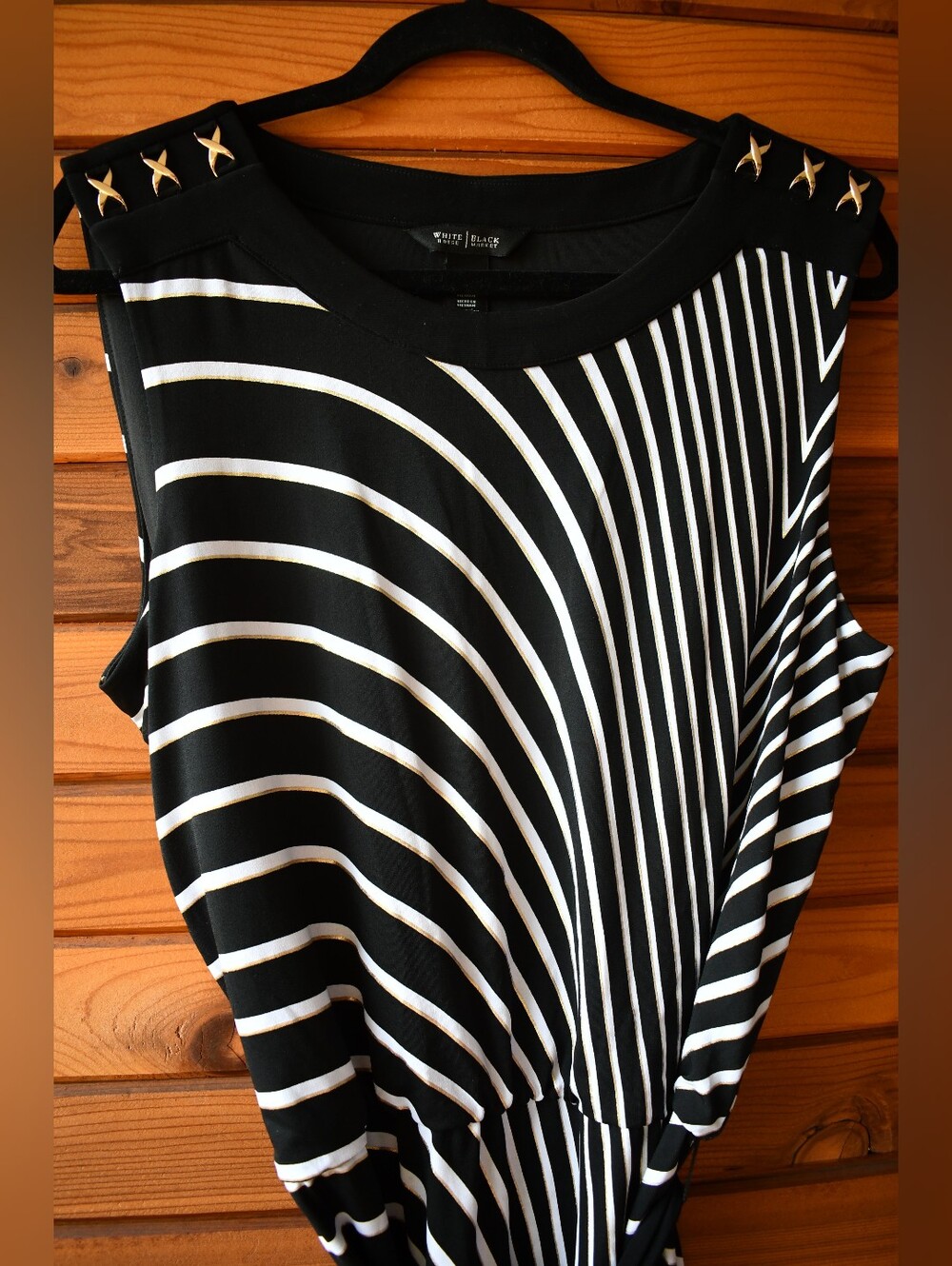 White House Black Market Ombre Striped Tie Belt Blouson Dress